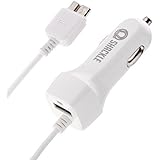 Galaxy S5 Car Charger, Shackle&reg; Ultra Fast Coiled Retractable Car Charger Adapter for Samsung Galaxy S5 | Galaxy Note 3 | Galaxy Tab Pro 12.2, Note Pro NotePro 12.2 Rapid Travel Charger - White