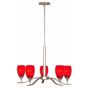 Kenroy Home 44305BS-LAVA Medici 5-Light Chandelier with Lava Blown Glass, Brushed Steel
