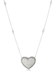 CZ by Kenneth Jay Lane "Sparkling Hearts" Rhodium-Plated Pave Cubic Zirconia Pendant Necklace