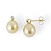 South Sea Golden Pearl Earrings with Diamonds in 14K Yellow Gold