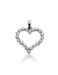14K Gold Share Prong set Diamond Heart Pendant (1.40 cttw, F - G Color, SI2 Clarity)