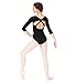 Adult 3/4 Sleeve Leotard with Back Strap,N8625BLKM,Black,Medium