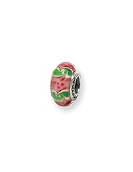 Pink and Green Glass Charm for 3mm Charm Bracelets