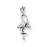 Sterling Silver Antiqued Stork with Baby Pendant with 20 inch Sterling Silver Chain