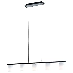 Eglo 88549A Dress, Black and Chrome White wiped, 5-Light Pendant Light Fixture by Eglo