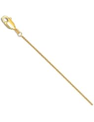 18K Solid Yellow Gold Wheat Chain Necklace 18" inch 1mm Made in Italy
