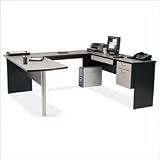 Bestar In Space U-Shape Home Office Wood Computer Desk Workstation in Granite and Charcoal