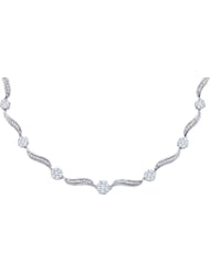 14K White Gold 2.50CT White Round Cut Diamond Flower Necklace