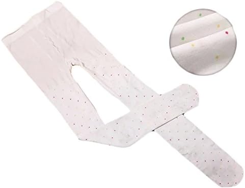 Colorful Dots Children Tights Velvet Soft Footed Tights for Girls(two Pieces) (White with small dots)