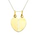14K Yellow Gold Broken Heart Charm Pendant with 0.5mm Box Chain Necklace Set - 18