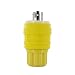 Leviton 26W48 20 Amp, 250 Volt, Locking Plug, Industrial Grade, Grounding, Wetguard, Yellow