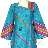 Indian Tunic Caftans Dress Cotton Evening Gown Blue Size M (kftn575)
