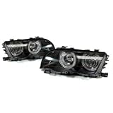 2002-2003 BMW E46 3 Series 2 Door Black Housing Angel Eye Projector Headlights with... by Depo