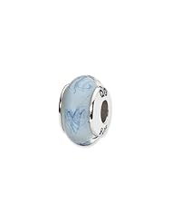 Sterling Silver White And Blue Scribble Hand-blown Glass Charm