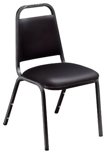 NPS 9110-B Vinyl Upholstered Standard Stack Chair, 300 lbs Weight Capacity, 16" Length x 15-3/4" Width x 33" Height, Black