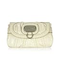 Guess Greta - Croc Stamped Eco-Leather Clutch w/Strap Cream