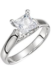 10K White 1/4 CTW Diamond Trellis 4-Prong Solitaire Engagement Ring