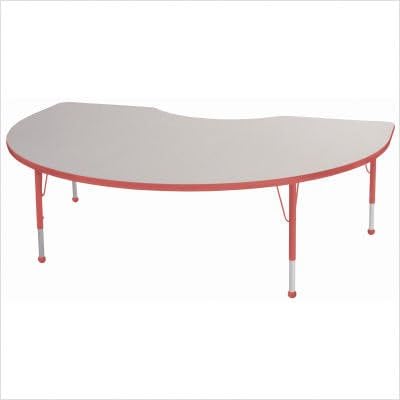 48" x 72" Kidney Color Banded Adjustable Height Activity Table Frame Color: Red, Leg Height: 23"