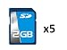 5-Pack 2GB SD Memory Card for Canon PowerShot, Nikon Coolpix, Panasonic Lumix, Pentax Optio, Samsung, JVC, Casio Exilim, FujiFilm, Kodak EasyShare Digital Camera (Memory Cards bundle)