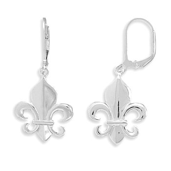 Polished Fleur- de -Lis Lever Back Earrings