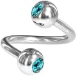 Swarovski Blue Zircon Double Gem Spiral Twister Belly Ring