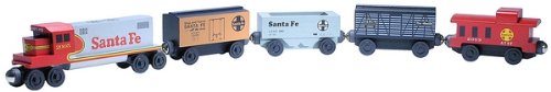 Santa Fe Warbonnet 5-Car Wooden Toy Train Set by Whittle Shortline Railroad