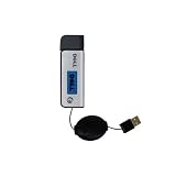 Retractable USB Cable for the Dell DJ Ditty with Power Hot Sync and Charge capabilities - Gomadic Brand w/ TipExchange Technology