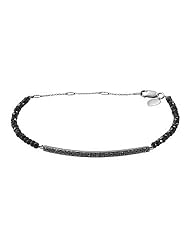 Meira T Solid 14K White Gold Pave Set Black Diamonds and Black Spinelle Beads Chain Bracelet
