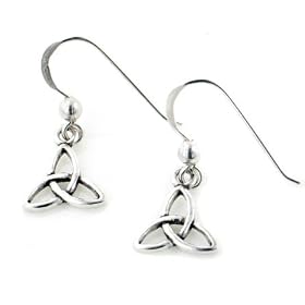 Small Celtic Trinity Knot Symbol Sterling Silver Hook Earrings