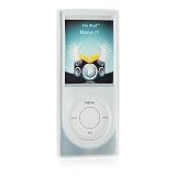 Premium Silicone Skin Case Cover with Screen Protector for the New Apple iPod Nano Nano-Chromatic 4th Generation 8gb 16gb + Bonus Young Micro (Black) Shoe Silicone Skin Pouch compatible with Nike+ Sensor, Clear