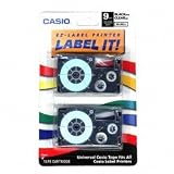 Casio XR-9X2S 9mm Labelling Tape (Black on Clear, Double Pack)