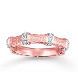 14k Rose Gold Hammered Diamond Stackable Ring