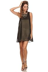 Shift Flowy Lace-Up Polyester  Dress
