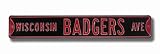 WISCONSIN BADGERS WISCONSIN BADGERS AVE Black AUTHENTIC METAL STREET SIGN (6 X 36)