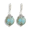 Reconstituted Turquoise Bead Lever Back Earrings
