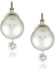 TARA Pearls "Dancing Diamond" White South Sea Stud 10X11mm 18 Karat White Gold Stud Earrings