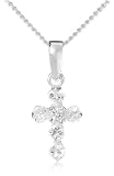 Image of Silver P1461-CZ/CH96-41 41cm Clear CZ Cross Pendant on Chain
