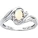 14K White Gold Opal & 1/20ct Diamond Ring