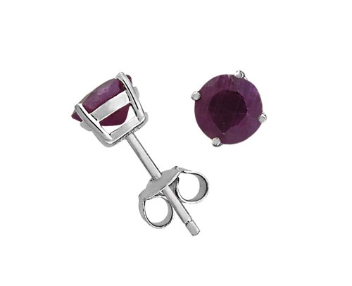 Sterling Silver 6mm Round Ruby Earrings