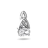 14K White Gold Oval Genuine White Topaz Celtic Knot Pendant