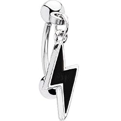 Black Lightning Bolt Dangle Eyebrow Ring
