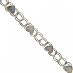 Double Link Heart Ankle Bracelet Crafted in Solid 14K White Gold