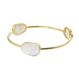 Gold And Gemstones Stackable Rio Bangle Bracelet With Bezel Set Semiprecious Stones Moonstone
