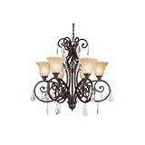 Bel Air Crystal Flair 6 Light Dark Bronze Crystal Chandelier