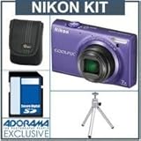 Nikon Coolpix S6100 Digital Camera Kit - Violet - with 4GB SD Memory Card,  ....