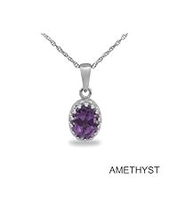 Tiara Collection Sterling Silver Amethyst Oval Pendant Necklace