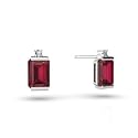 14K White Gold Genuine Emerald-cut Pink Tourmaline and Diamond Earrings