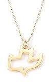 14k Yellow Gold Maranatha Dove Pendant by Bob Siemon, 18"