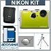 Nikon Coolpix S1100pj Digital Camera Kit - Green - with 4GB SD Memory Card, Camera Case, Table Top Tripod, 2 Year Extended Service Coverage