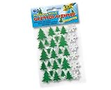 Moosgummi Glitter Sticker Winter, 40 selbstklebende Tannen Eiskristalle - Vertrieb durch frankengmbh